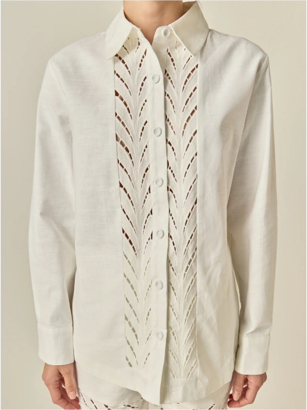 New! English Factory White Embroidered Button-Down Shirt size S